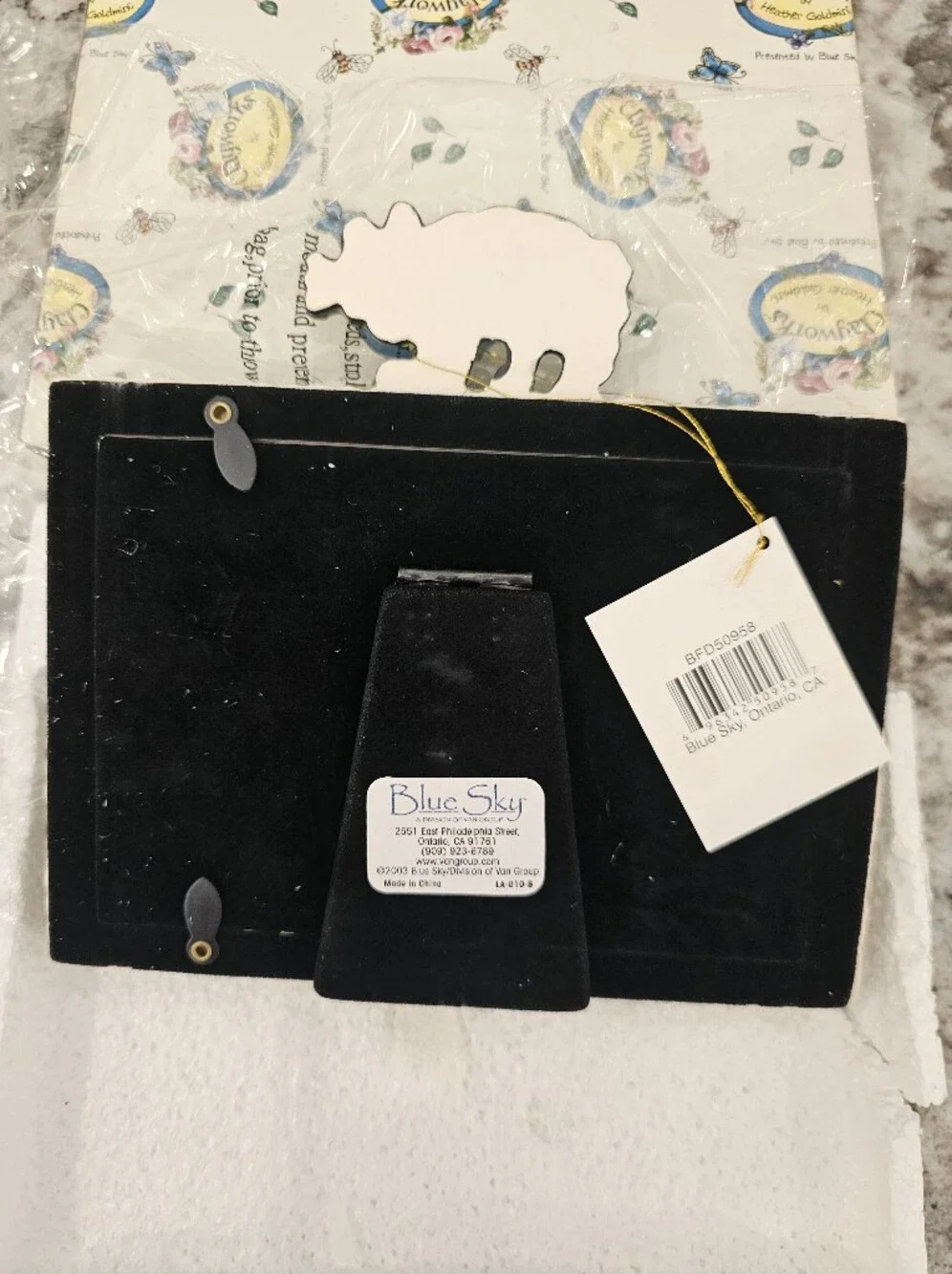 Blue Sky Blue and Gold Ceramic Animal Accent Picture Frame